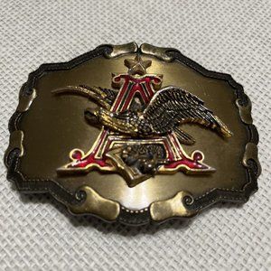 Raintree Anheuser-Busch "A" Eagle Brass Belt Buckle Made in USA 70s Retro VTG